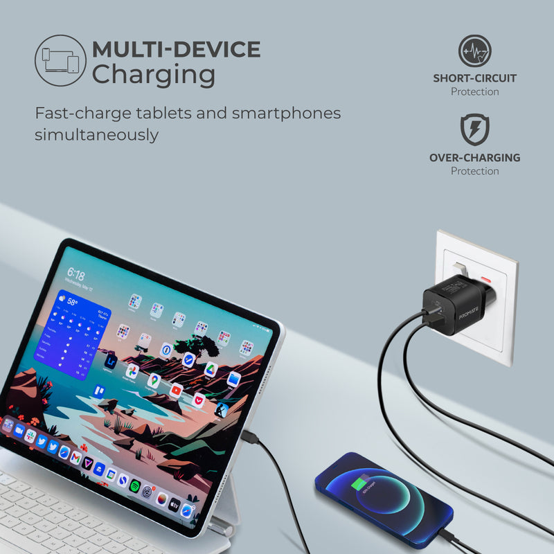 Promate 33W Power Delivery GaNFast™ Charging Adapter (PowerPort-33.UK-BK)