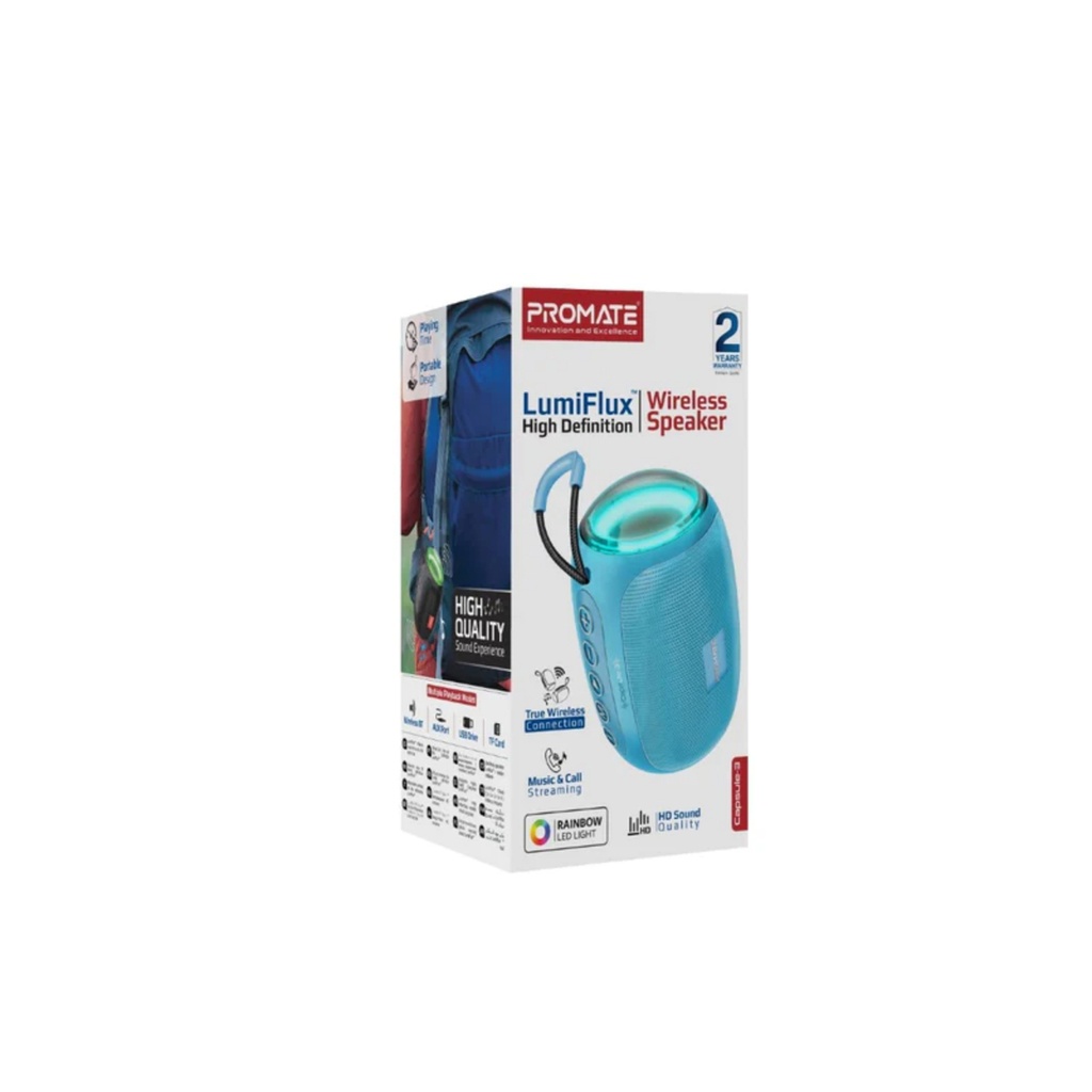 Promate LumiFlux™ High-Definition Wireless Speaker (CAPSULE-3.BLUE)