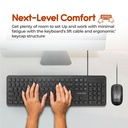 Promate Quiet Key Wired Compact KeyBoard & Mouse COMBO-KM1.BK/AE