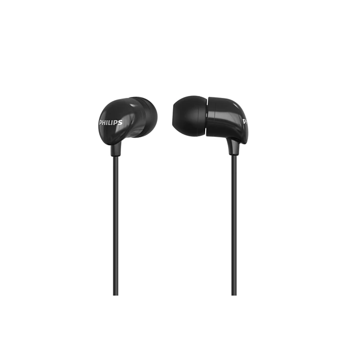 Philips Earphones with Mic (TAE1126BK/97) Dynamic bass, 10mm drivers, integrated microphone and call button, 3 interchangeable earcups, 1.2m Cable, Black