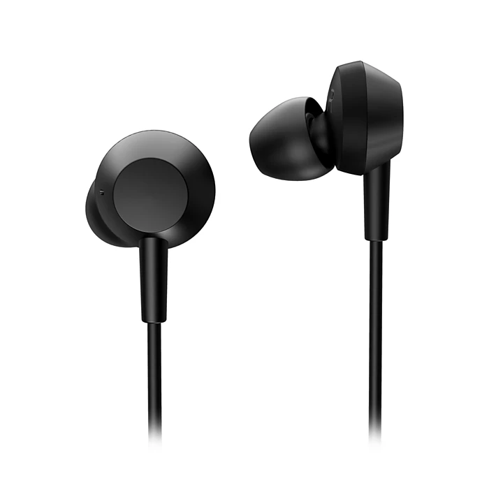 Philips wired in-ear headphones with mic (TAE5008BK/00) USB-C, 3-button in-line remote, Powerful Bass,10mm, 1.2m cable,  Silicone ear tip, Black