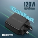 Promate 120W Super-speed GaNFast™ Charger with Power Delivery & Quick Charge 3.0 (POWERPORT-120.BLACK)