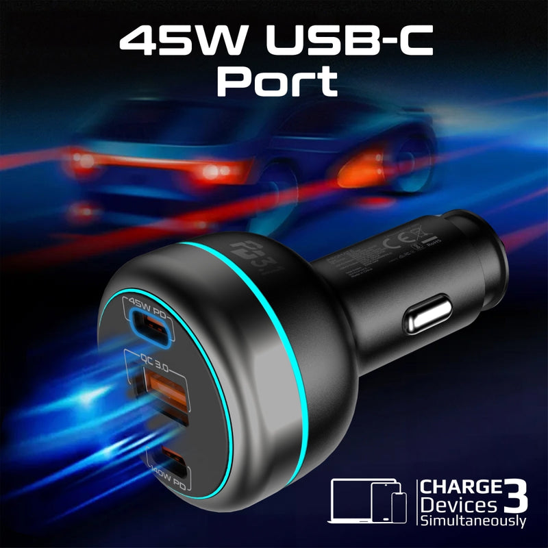 Promate 230W RapidCharge™ Car Charger with Dual Power Delivery and Quick Charge Ports (PowerDrive-230)