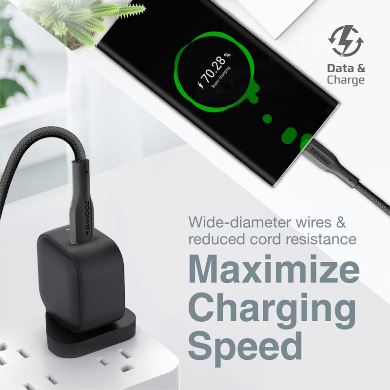 Promate High Tensile Strength Data & Charge USB-C Cable (XCORD-CC.BLACK)