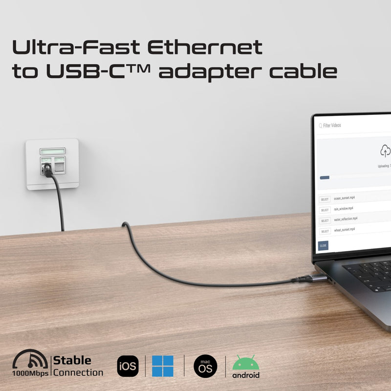 Promate High-Speed USB-C to Gigabit Ethernet Cable (Clink-RJ45)