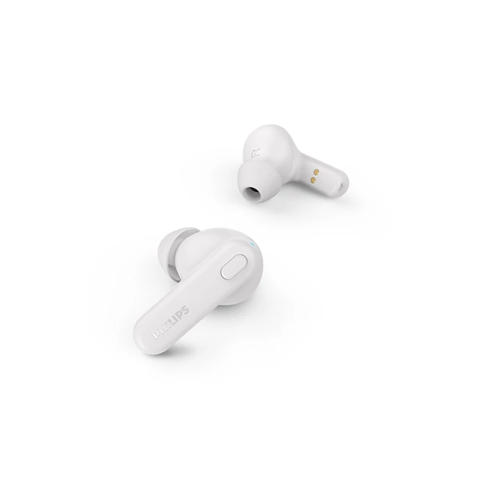 Philips True Wireless Earphones (TAT1108WT/97) 6mm Driver, IPX4, AI mic, 5 hours playtime + 10 hours Case charging playtime, 2 Hours charge time, 35 mAh earpiece, 250 mAh Case, USB-C charging Cable incl, Charging Case incl, BT 5.3, White