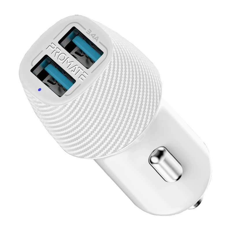 Promate Charger Voltrip White VOLTRIP-DUO.WHITE(12-24DC, 3.4A,2.4A,1A)