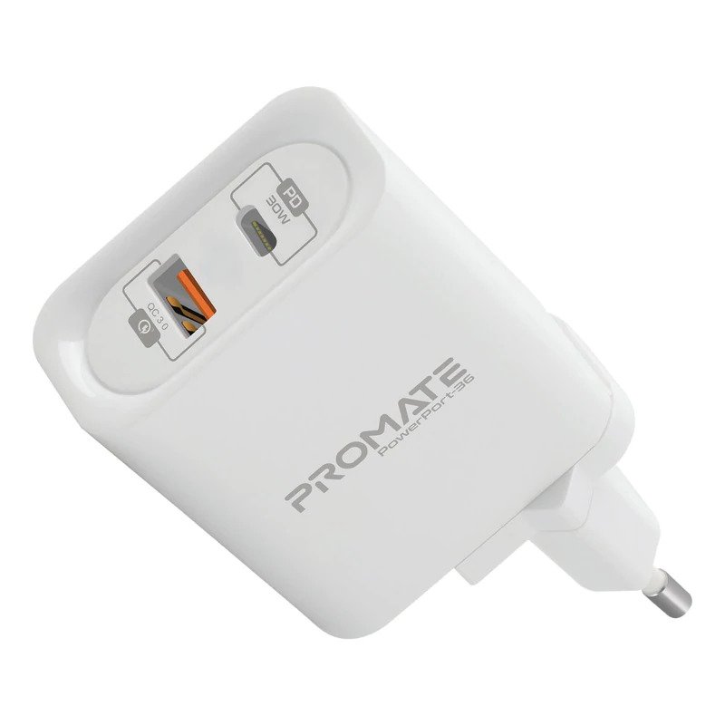 Promate Wall Socket Charger White POWERPORT-36.EU-WH(USB-C,USB-A)