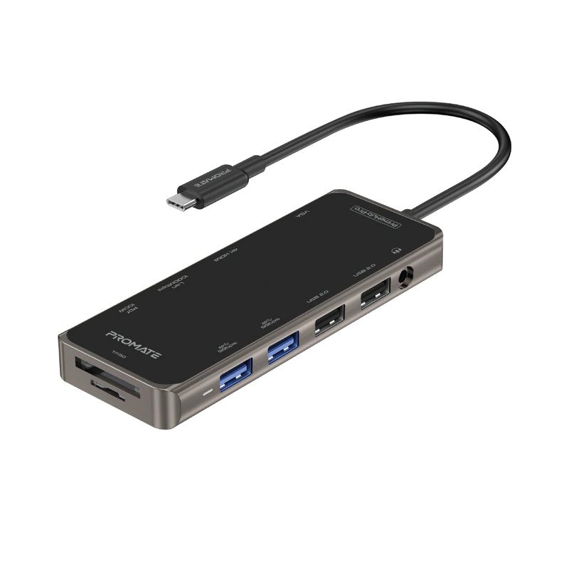 Promate PrimeHub Pro (USB-C, USB3.0, USB2.0, VGA, HDMI, Ethernet)