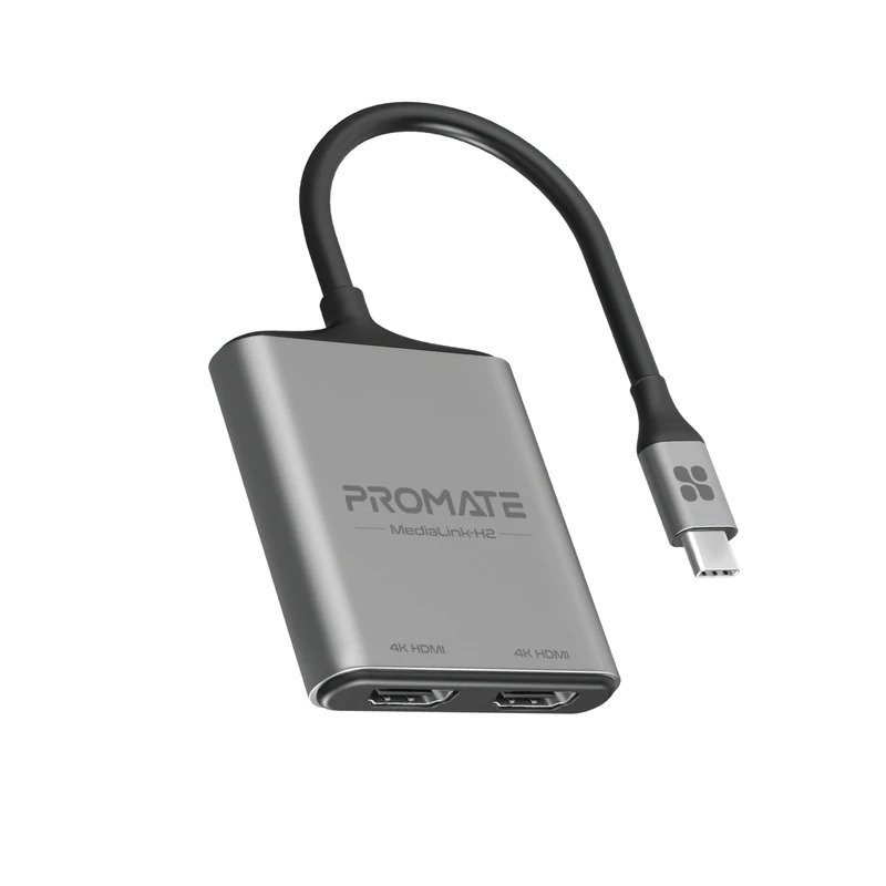 Promate 4K High Definition USB-C to Dual HDMI Adapter MEDIALINK-H2