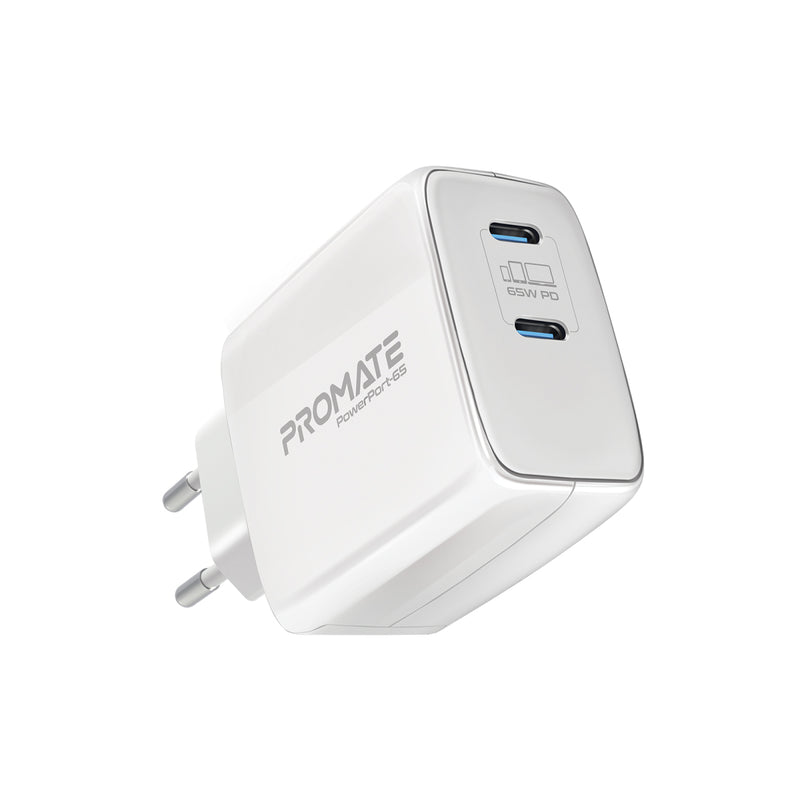 PROMATE 65W Power Delivery GaNFast™ Charging Adaptor (GANPORT3-65.UK-WT)