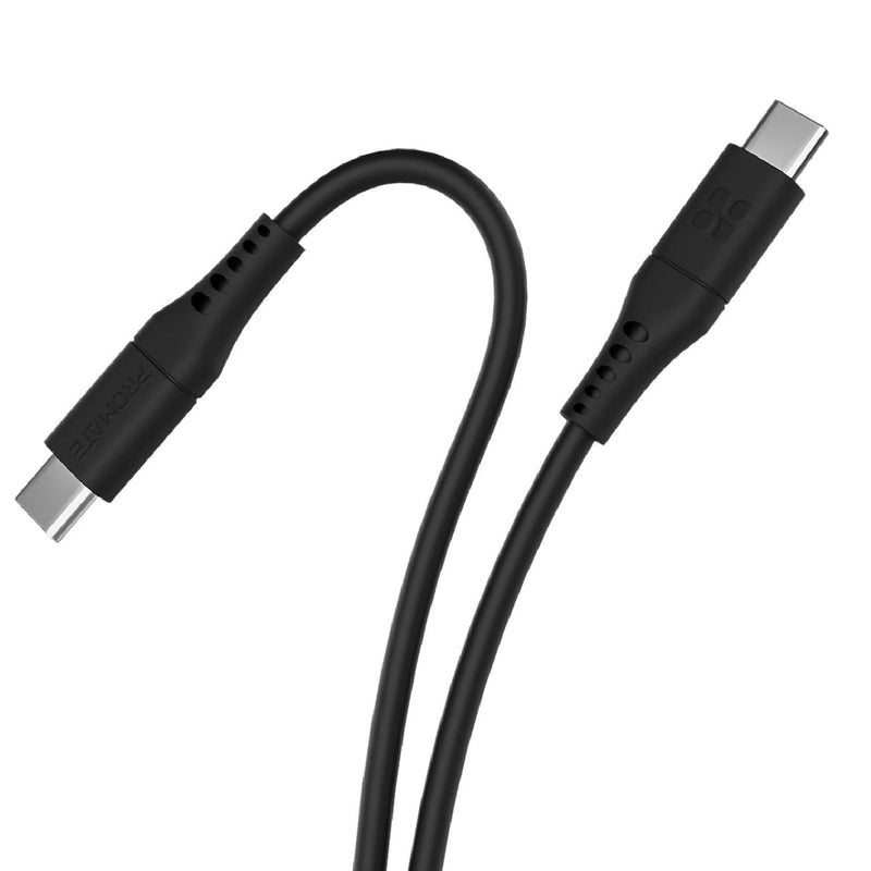 Promate 60W Power Delivery Ultra-Fast USB-C Soft Silicon Cable Black (PowerLink-CC200)