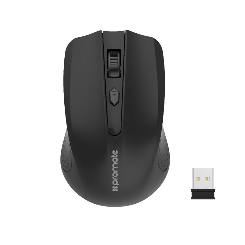 Promate 2.4GHz Wireless Ergonomic Optical Mouse CLIX-8.BLACK