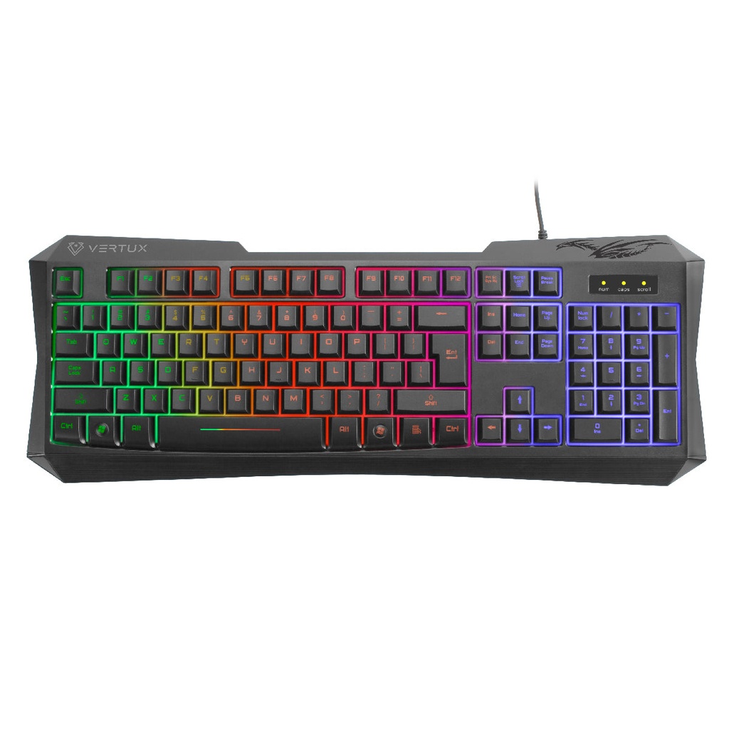 Vertux Ergonomic Backlit Wired Gaming Keyboard (RADIANCE.BK/EN)