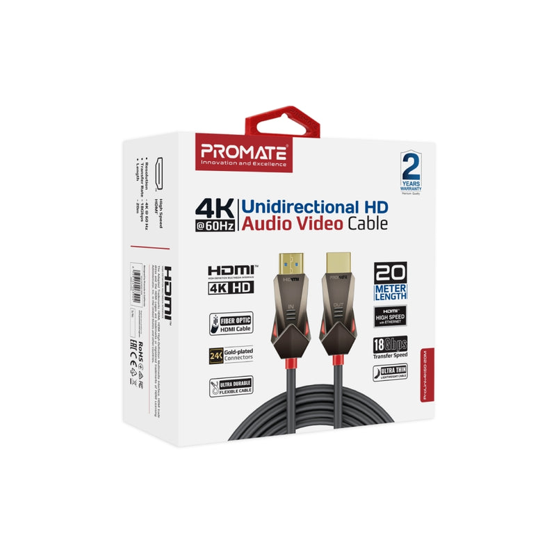 Promate HDMI Cable 20meters Ultra-High Definition 4K@60Hz HDMI Audio Video Cable (PROLINK4K60-20M)
