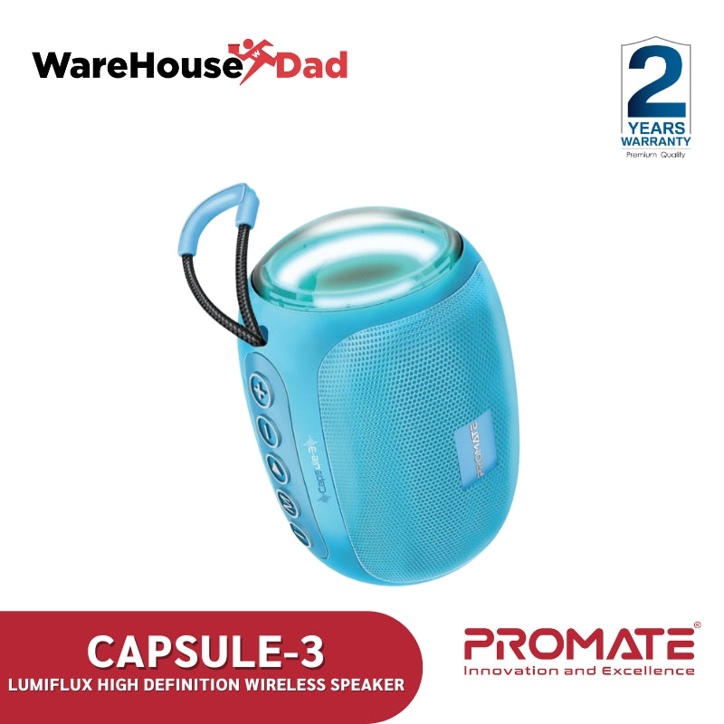 Promate LumiFlux™ High-Definition Wireless Speaker (CAPSULE-3.BLUE)