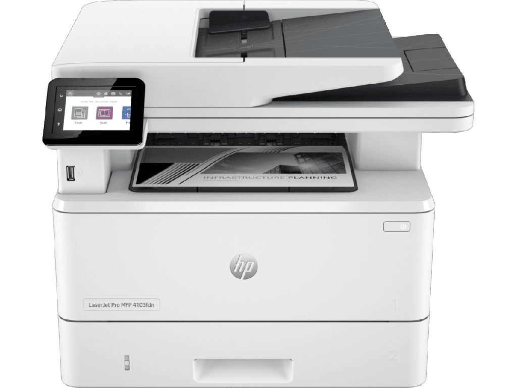 2Z628A HP Laserjet Pro MFP 4103FDN Monochrome Print/Copy/Scan/Fax Automatic Duplex Printing & Scanning Network Port