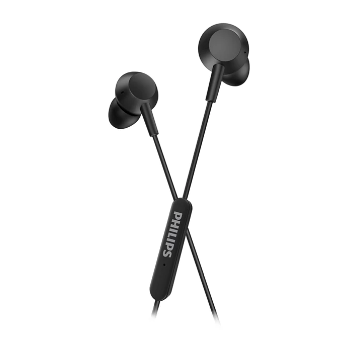 Philips wired in-ear headphones with mic (TAE5008BK/00) USB-C, 3-button in-line remote, Powerful Bass,10mm, 1.2m cable,  Silicone ear tip, Black