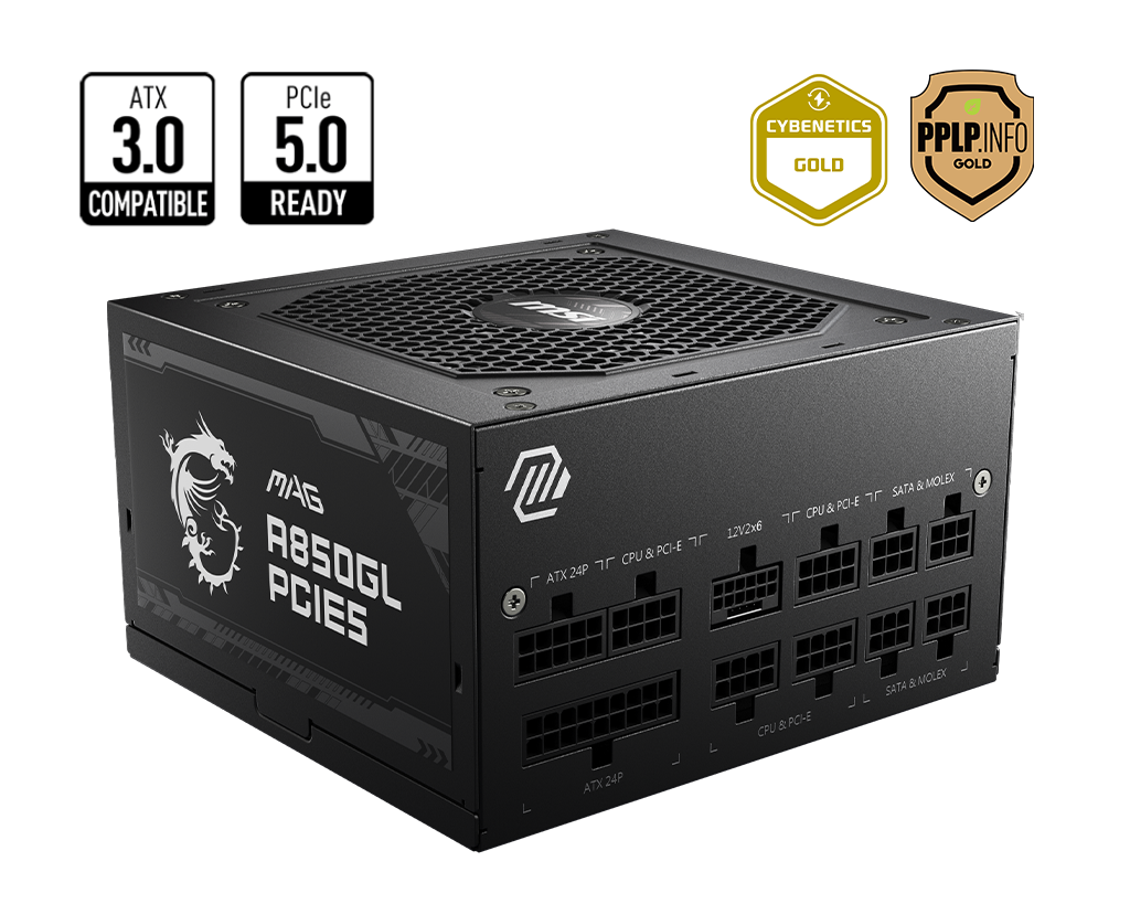 Power Supply MSI MAG A850GL PCIE5 850W 80 Plus PSU