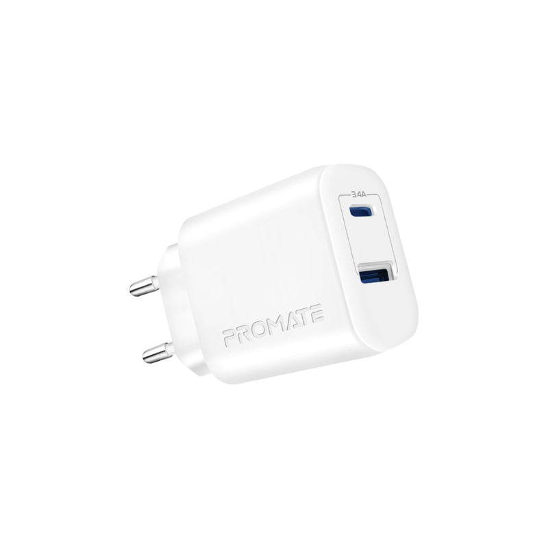 Promate 17W High-Speed Dual Port Charger (BIPLUG-2.WHITE.UK)