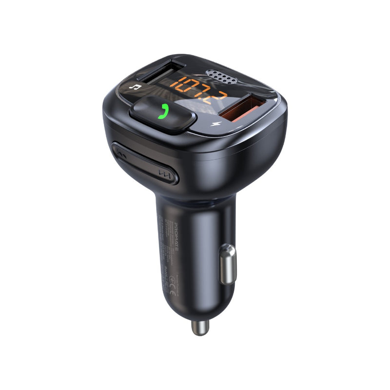 Promate Car FM Transmitter Kit with Handsfree & Quick Charge 3.0 (SMARTUNE-4)