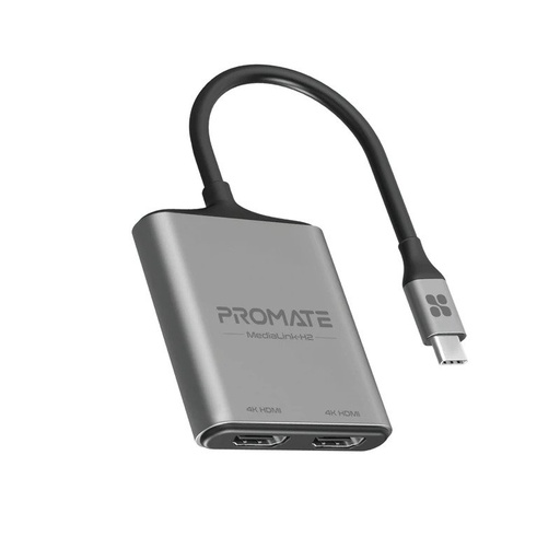 [PRO-CABLE-MEDIALINK-H2] Promate 4K High Definition USB-C to Dual HDMI Adapter MEDIALINK-H2