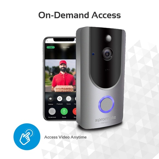 [PRO-SH-RANGER-1] Promate Wi-Fi HD Video Doorbell with Smart Motion Security System (RANGER-1)