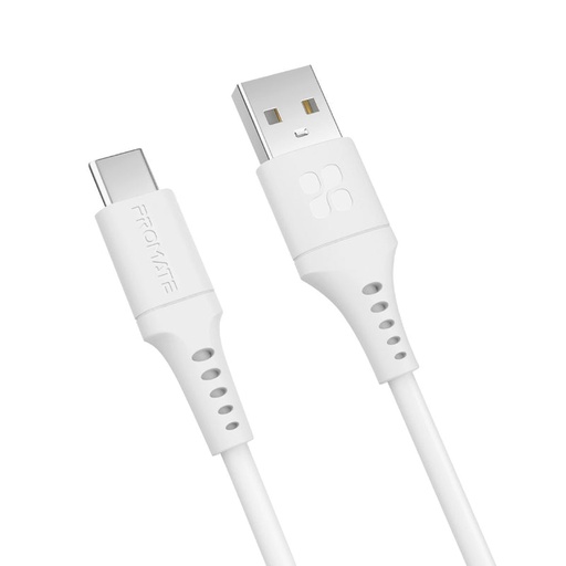 [PRO-CH-POWERLINK-AC200.WHITE] Promate Ultra-Fast USB-A to USB-C Soft Silicone cable (PowerLink-AC200)