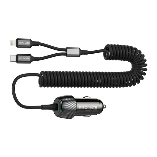 [PRO-CC-PowerDrive-33PDCI] Promate 33W Car Charger with Lightning Connector & USB-C Cable (PowerDrive-33PDCI)
