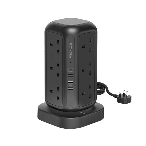 [PRO-CH-POWERTOWER-3] Promate 16-in-1 Multi-Socket Surge Protected Power Tower POWERTOWER-3
