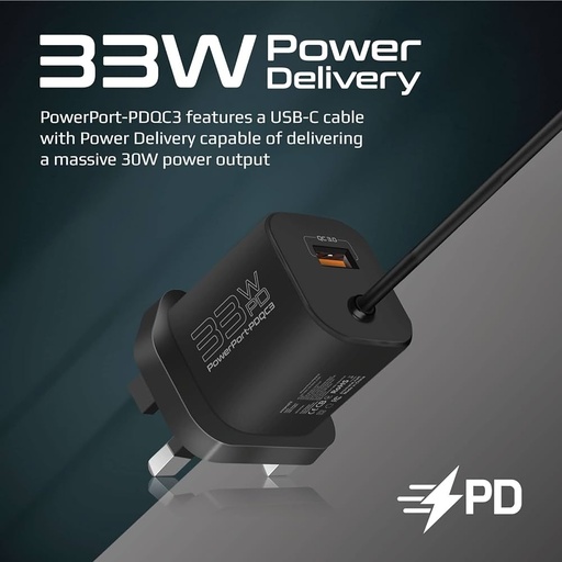 [PRO-GFT-POWERPORT-PDQC3.UK-BK] Promate POWERPORT-PDQC3.UK-BK