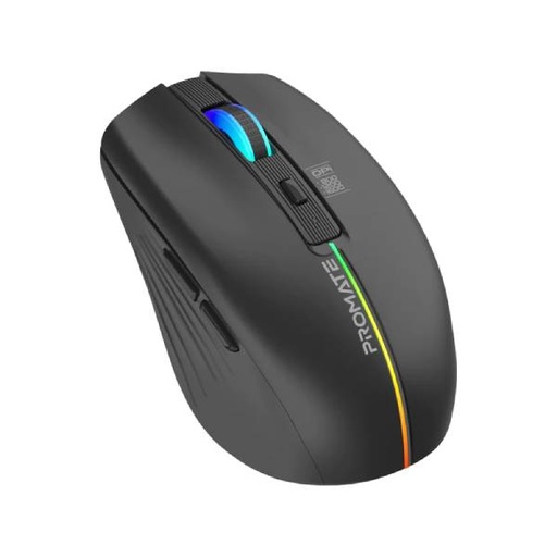 [PRO-MU-KITT.BLACK] Promate 2.4GHz Wireless Ergonomic Optical Mouse with LED Rainbow Lights Kitt.BLACK