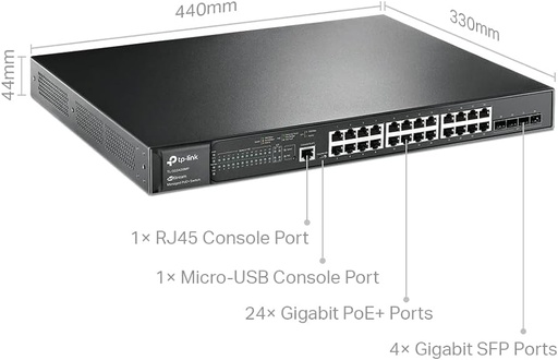 [NS-TP-SG3428MP(UN)] TP-Link JetStream 28-Port Gigabit L2+ Managed Switch With 424-Port PoE+ (SG3428MP(UN))
