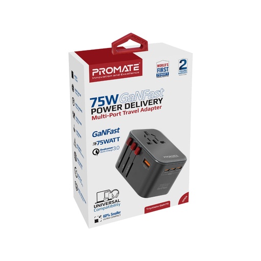 [PRO-CH-TRIPMATE-GAN75] Promate Car/Home Charger TRIPMATE-GAN75