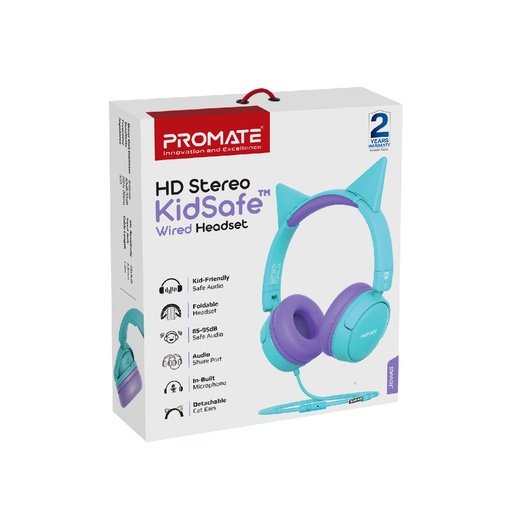 [PRO-HS-JEWEL.AQA] Promate HD Stereo KidSafe Wired Headset (JEWEL.AQA)