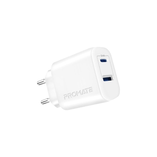 [PRO-CH-BIPLUG-2.WHITE.UK] Promate 17W High-Speed Dual Port Charger (BIPLUG-2.WHITE.UK)